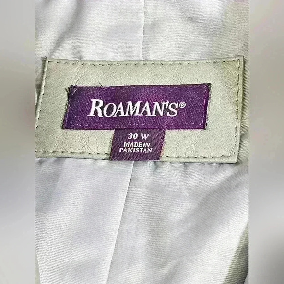 NWT Roaman's Womens Silver Grey Leather Zip Front Jacket Plus Size 30W - Picture 5 of 6